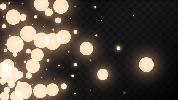Mnoho náhodné, padající hvězdy zlaté konfety na černém pozadí. Vektor hvězd oblohy — Stockový vektor