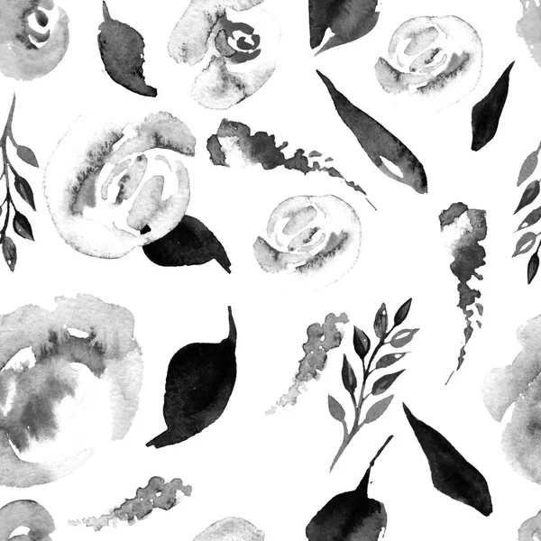 Watercolor Floral Repeat Pattern. Can be used as a Print for Fabric, Background for Wedding Invitation — Stock Photo, Image