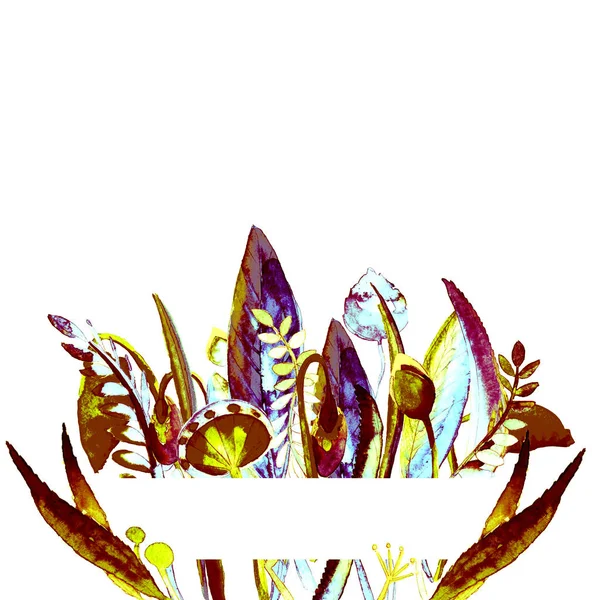 Рамки Квіткою Рука Намальована Акварельна Ілюстрація Може Використовуватися Друк Тканини — стокове фото
