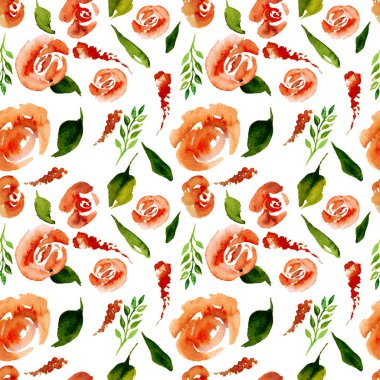 Suluboya çiçek deseni yineleyin. Kumaşlar, düğün davetiyesi için arka plan için bir baskı kullanılabilir