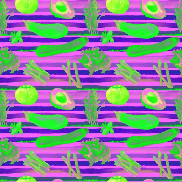 Vegetables Seamless Pattern. Repeatable Pattern with Healthy Food. — Stock Photo, Image