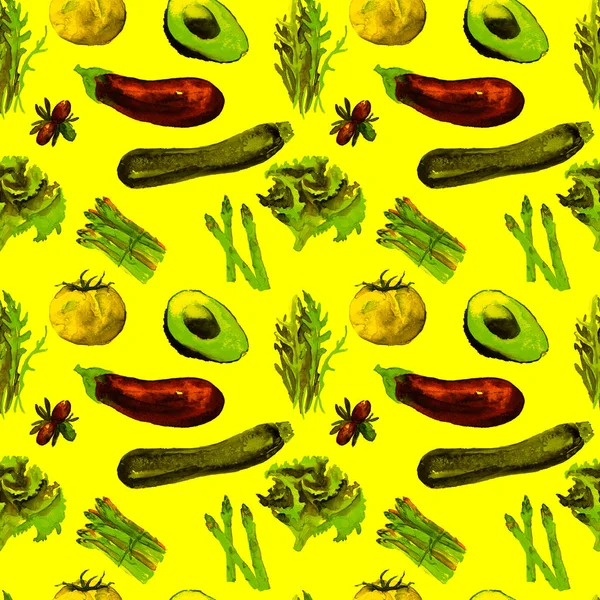 Zelenina bezešvé vzor. Opakovatelné vzorek se zdravou výživou. — Stock fotografie