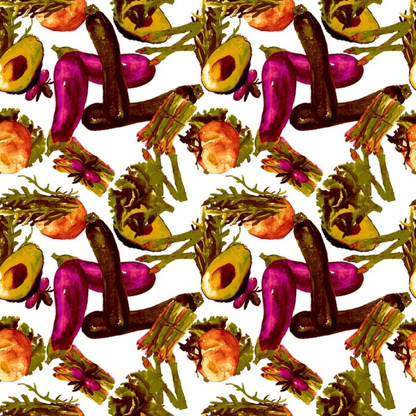 Zöldség Seamless Pattern. Az egészséges táplálkozás megismételhető minta. — Stock Fotó