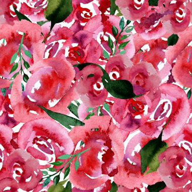 Suluboya çiçek deseni yineleyin. Kumaşlar, düğün davetiyesi için arka plan için bir baskı kullanılabilir