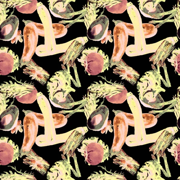 Zöldség Seamless Pattern. Az egészséges táplálkozás megismételhető minta. — Stock Fotó