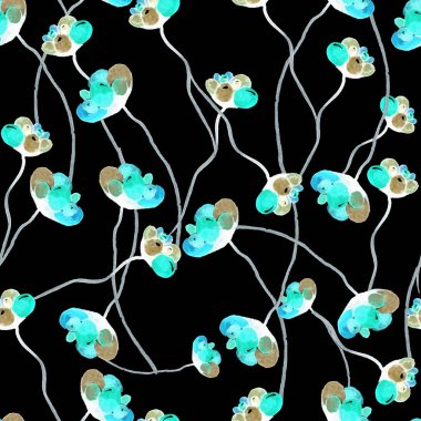 Suluboya çiçek deseni yineleyin. Kumaşlar, düğün davetiyesi için arka plan için bir baskı kullanılabilir