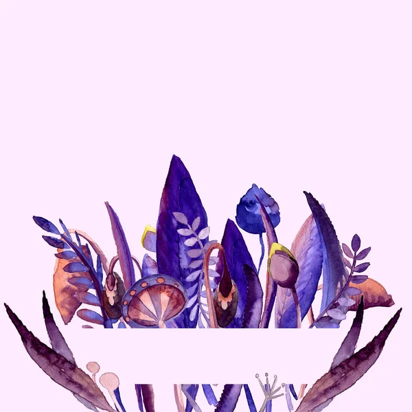 Rahmen mit Blume. handgezeichnete Aquarell-Illustration. kann als Druck auf Stoff oder Rahmen für Ihren Text verwendet werden — Stockfoto