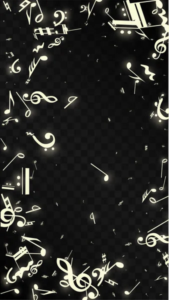 Magic Musical Notes on Black Background. Vector Luminous Musical Symbols.