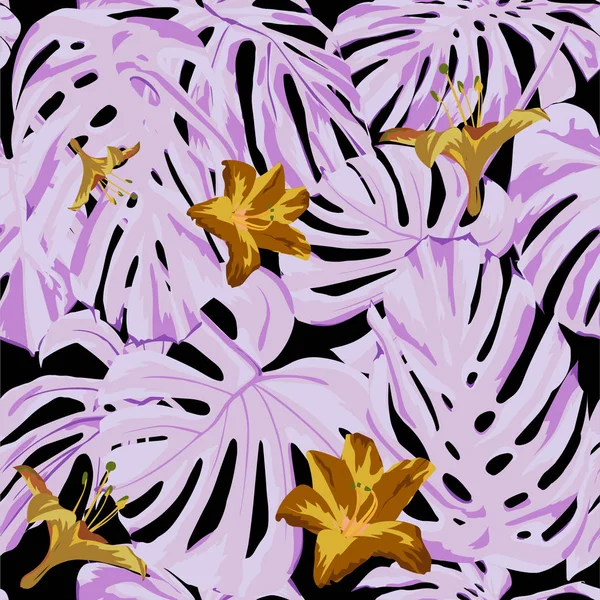 Тропічний друк. Безшовні візерунком джунглів. Вектор Тропік літніх мотив Гавайські квітами. — стоковий вектор