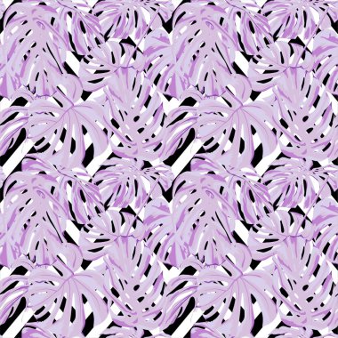 Tropikal yazdır. Orman Seamless modeli. Vektör Tropic yaz motifi ile Hawaiian çiçek. 