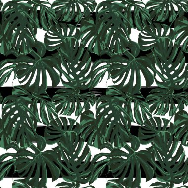 Tropikal yazdır. Orman Seamless modeli. Vektör Tropic yaz motifi ile Hawaiian çiçek. 