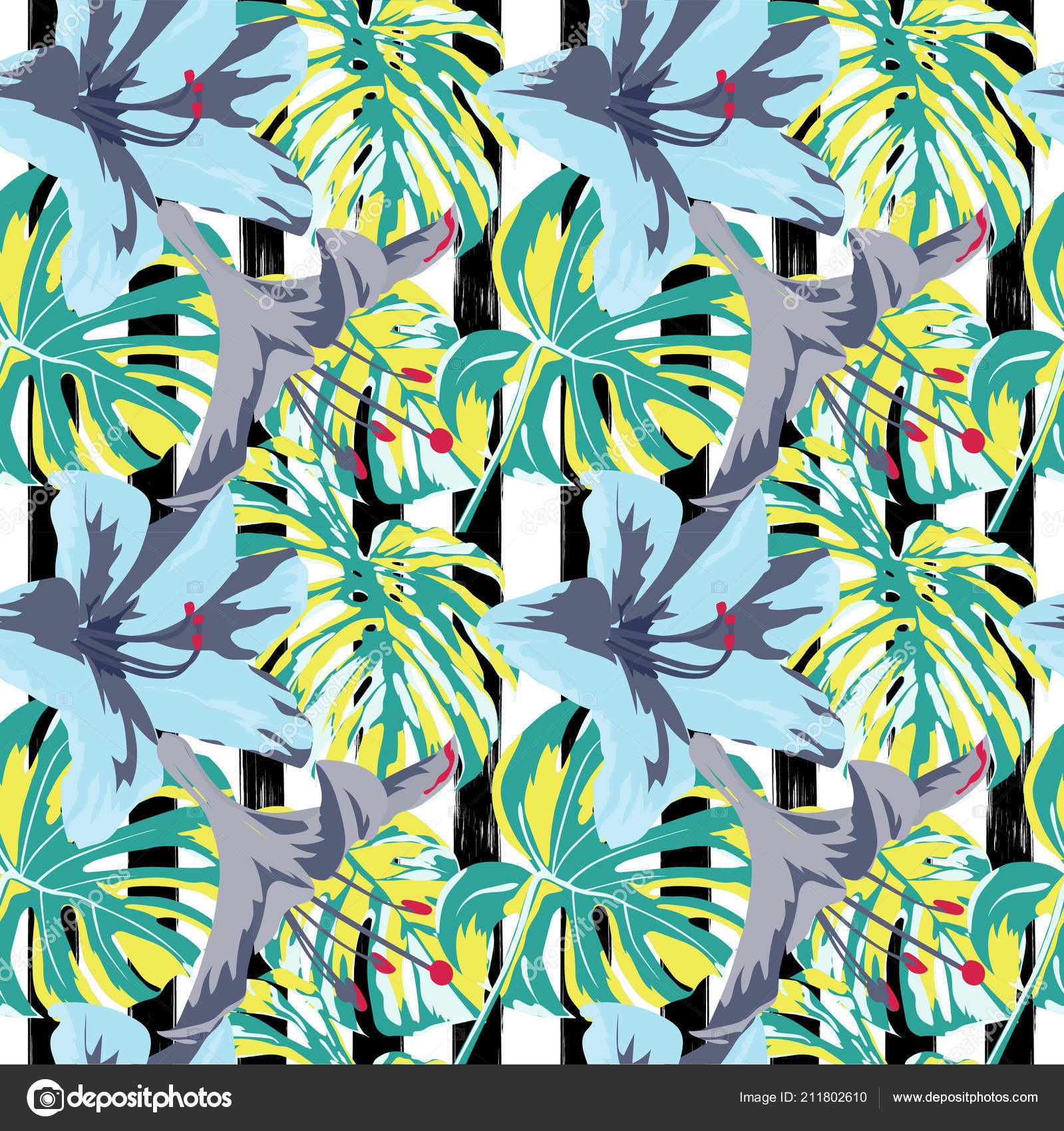 Tropical Print Jungle Seamless Pattern Vector Tropic