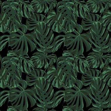 Tropikal yazdır. Orman Seamless modeli. Vektör Tropic yaz motifi ile Hawaiian çiçek. 