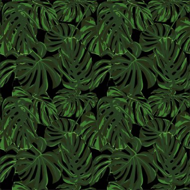 Tropikal yazdır. Orman Seamless modeli. Vektör Tropic yaz motifi ile Hawaiian çiçek. 