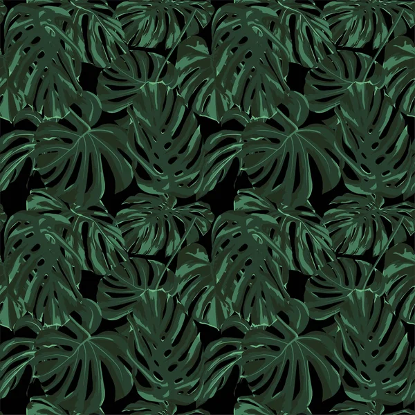 Impressão Tropical. Selva padrão sem costura. Vector Tropic Summer Motif com flores havaianas . — Vetor de Stock