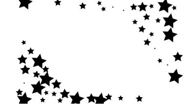 Birçok rasgele düşen altın yıldız konfeti ile arka plan .