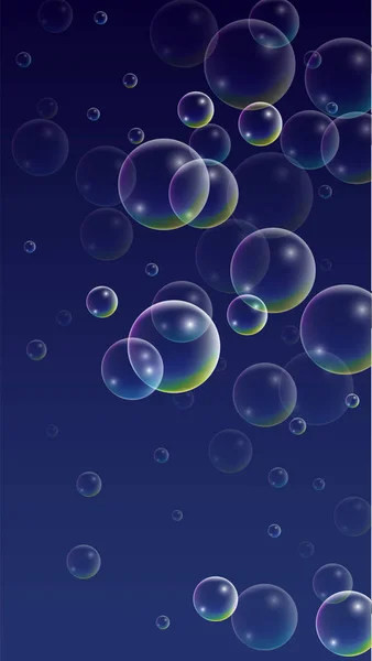 Orékméretek mutatva Hologram tükörképe. Sor valósághű víz vagy szappan buborékok a design. — Stock Vector