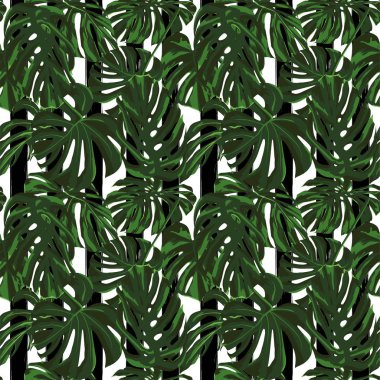 Tropikal yazdır. Orman Seamless modeli. Vektör Tropic yaz motifi ile Hawaiian çiçek. 