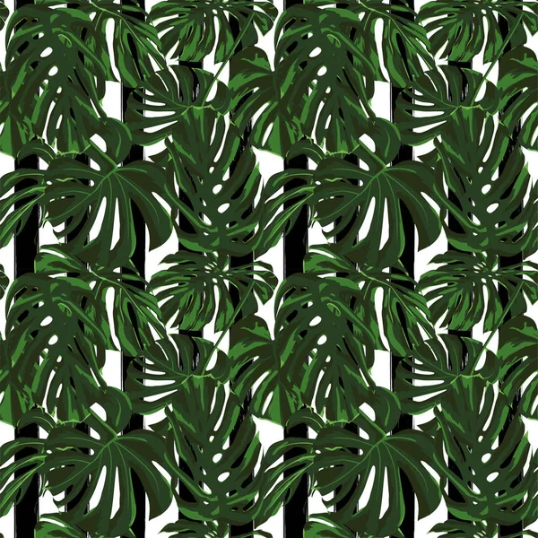 Tropical Print. Jungle Seamless Pattern. Motif d'été tropical vectoriel avec fleurs hawaïennes . — Image vectorielle