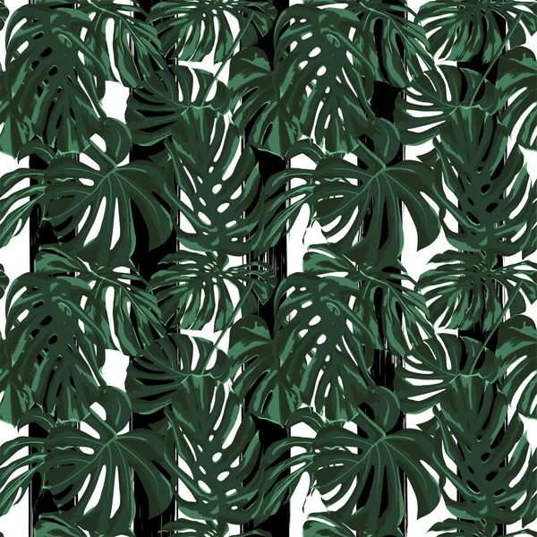 Impressão Tropical. Selva padrão sem costura. Vector Tropic Summer Motif com flores havaianas . — Vetor de Stock