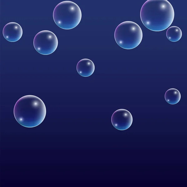 Bublin s hologramem reflexe. Sada realistické vody nebo mýdlové bubliny pro návrh. — Stockový vektor