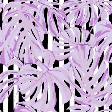 Tropikal yazdır. Orman Seamless modeli. Vektör Tropic yaz motifi ile Hawaiian çiçek. 