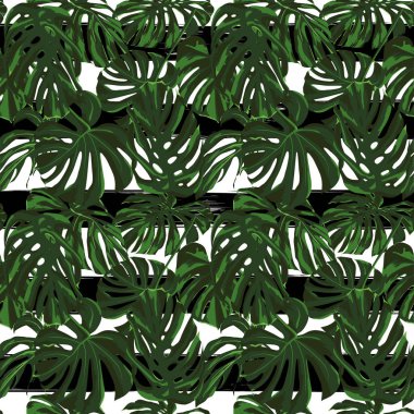 Tropikal yazdır. Orman Seamless modeli. Vektör Tropic yaz motifi ile Hawaiian çiçek. 