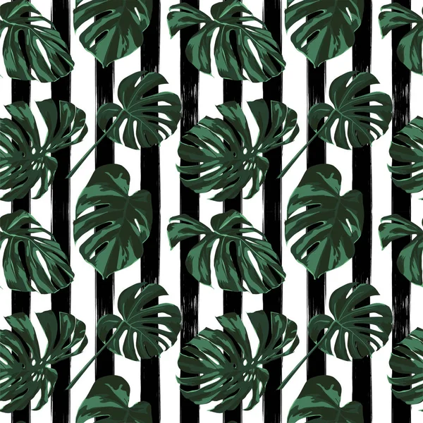 Impresión tropical. Patrón sin costuras de la selva. Motivo de verano tropical vectorial con flores hawaianas . — Vector de stock