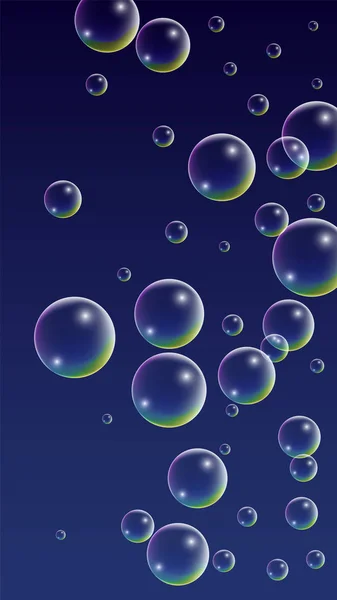 Ubble avec réflexion holographique. Ensemble de bulles d'eau ou de savon réalistes pour votre conception . — Image vectorielle