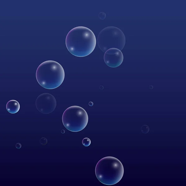 Ubble 全息反射。一套逼真的水或肥皂气泡为您的设计. — 图库矢量图片