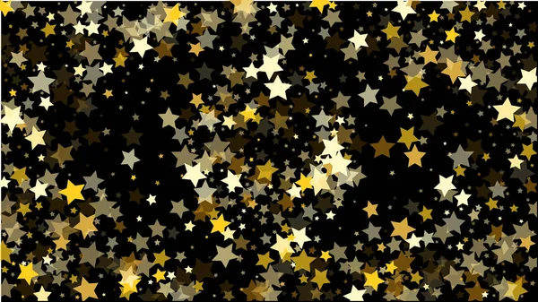 Contexte abstrait avec de nombreuses étoiles d'or tombant au hasard Confetti  . — Image vectorielle