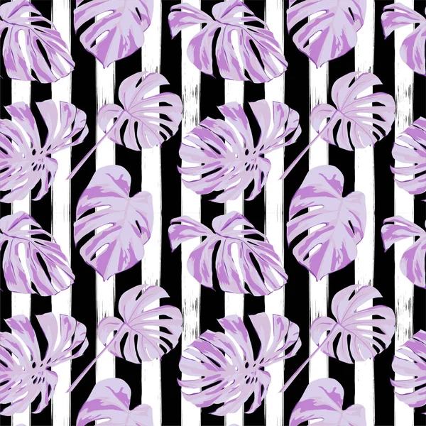 Stampa tropicale. Jungle Seamless Pattern. Motivo estivo tropicale vettoriale con fiori hawaiani . — Vettoriale Stock