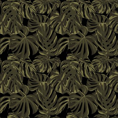 Tropikal yazdır. Orman Seamless modeli. Vektör Tropic yaz motifi ile Hawaiian çiçek. 