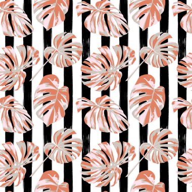 Tropikal yazdır. Orman Seamless modeli. Vektör Tropic yaz motifi ile Hawaiian çiçek. 