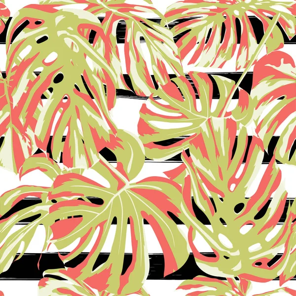 Trópusi nyomtatása. Dzsungel Seamless Pattern. Vektor trópusi nyári motívum Hawaii virágok. — Stock Vector