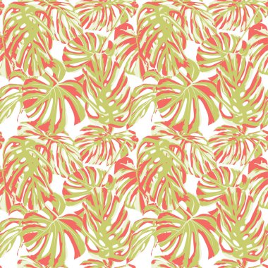 Tropikal yazdır. Orman Seamless modeli. Vektör Tropic yaz motifi ile Hawaiian çiçek. 