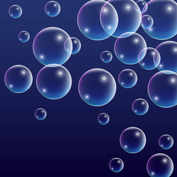 ubble with Hologram Reflection. Set of Realistic Water or Soap Bubbles for Your Design.