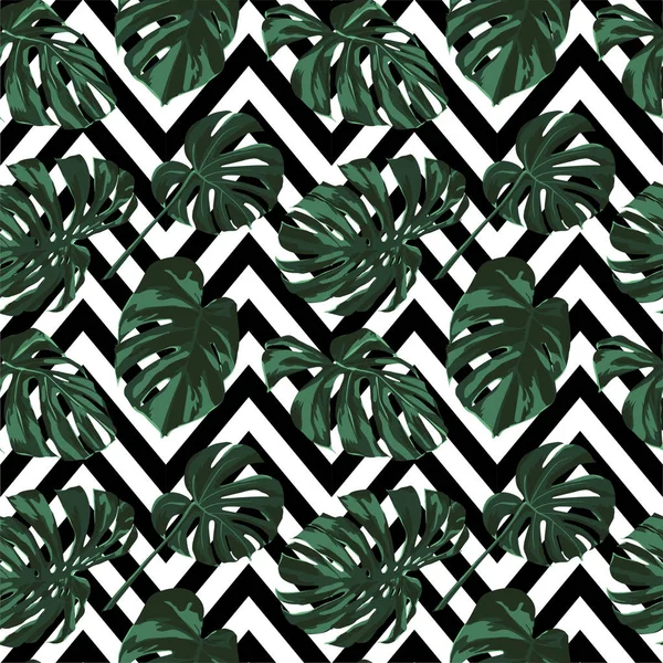 トロピカル プリント。ジャングルのシームレスなパターン。ハワイの花と熱帯夏モチーフにしたベクトル. — ストックベクタ