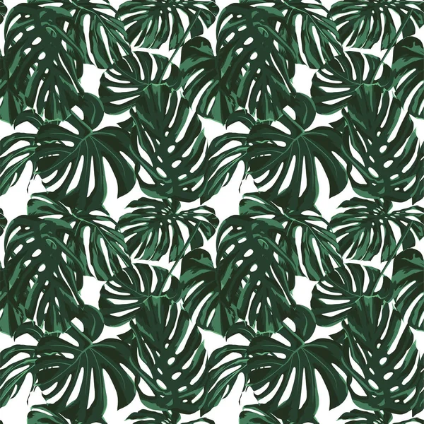 Impresión tropical. Patrón sin costuras de la selva. Motivo de verano tropical vectorial con flores hawaianas . — Archivo Imágenes Vectoriales