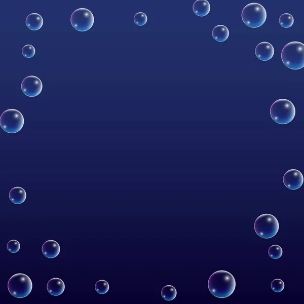 Ubble com reflexão do holograma. Conjunto de bolhas de água ou sabão realistas para o seu design . — Vetor de Stock