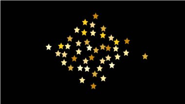 Birçok rasgele düşen altın yıldız konfeti ile arka plan .