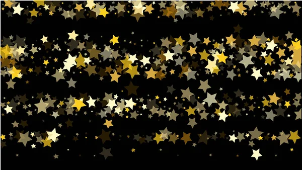 Fondo abstracto con muchas estrellas doradas que caen al azar Confetti  . — Vector de stock