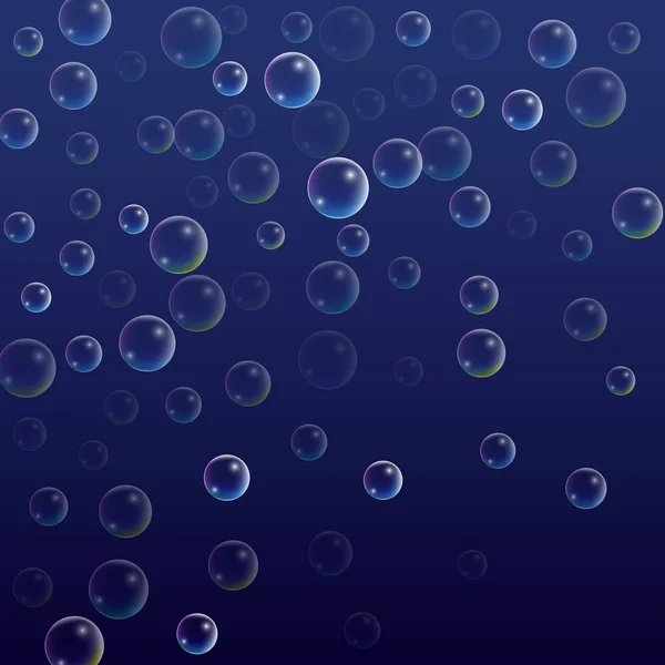 Escombros con reflexión holográfica. Conjunto de burbujas realistas de agua o jabón para su diseño . — Archivo Imágenes Vectoriales