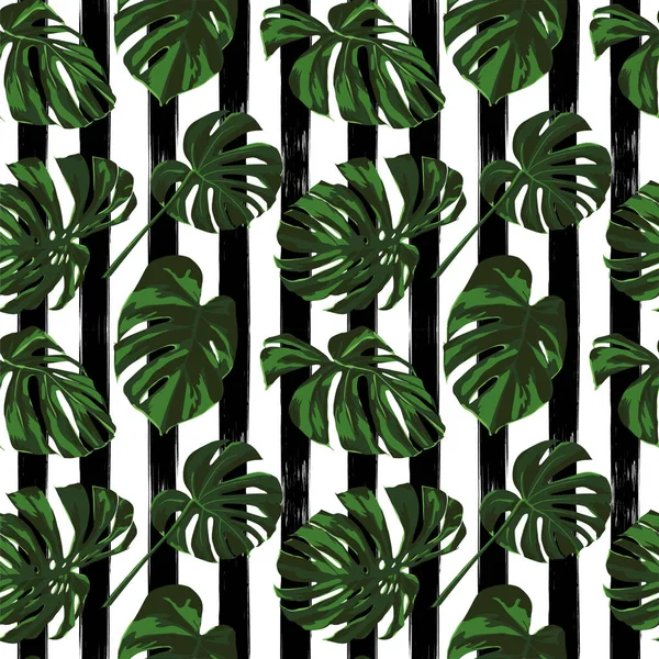 Impressão Tropical. Selva padrão sem costura. Vector Tropic Summer Motif com flores havaianas . — Vetor de Stock