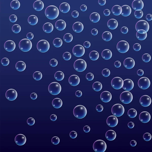 Escombros con reflexión holográfica. Conjunto de burbujas realistas de agua o jabón para su diseño . — Vector de stock