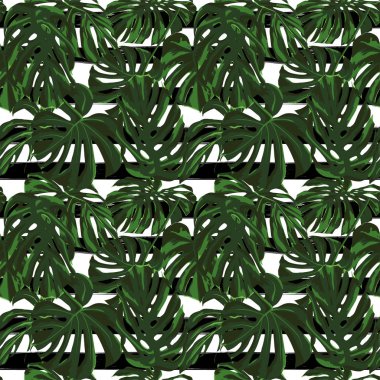 Tropikal yazdır. Orman Seamless modeli. Vektör Tropic yaz motifi ile Hawaiian çiçek. 