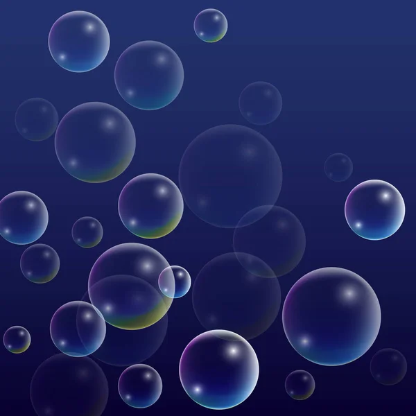 Ubble avec réflexion holographique. Ensemble de bulles d'eau ou de savon réalistes pour votre conception . — Image vectorielle