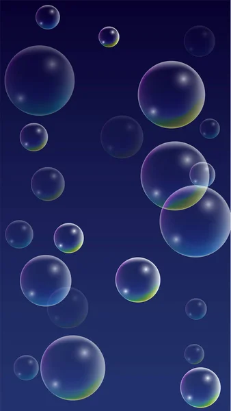 Ubble med Hologram reflektion. Uppsättning av realistiska vatten eller såpbubblor för din Design. — Stock vektor