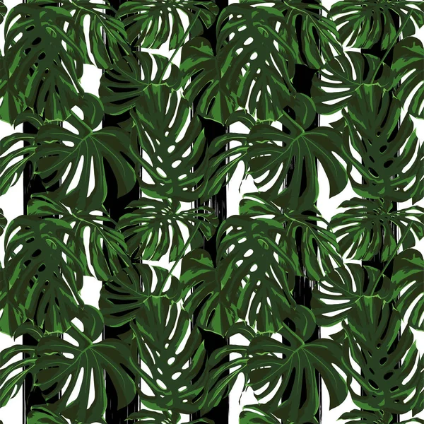 Impresión tropical. Patrón sin costuras de la selva. Motivo de verano tropical vectorial con flores hawaianas . — Vector de stock