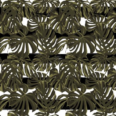 Tropikal yazdır. Orman Seamless modeli. Vektör Tropic yaz motifi ile Hawaiian çiçek. 